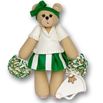 Green Cheerleader Belly Bear<br>Personalized Ornament - ON SALE!