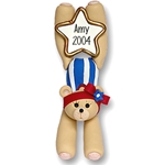 Gymnast Belly Bear Handmade Polymer Clay Personalized Ornament