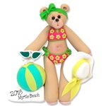 Belly Bear Sunbather at the Beach Personalized Christmas Ornament
