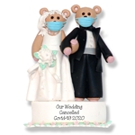 Covid-19 Bride & Groom Pandemic / Cornavirus Handmade Polymer Clay Personalized WEDDING Cancelled Ornament with Face Masks  - ON SALE!