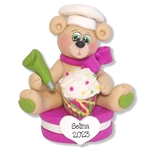 Belly Bear Chef / Baker w//Cupcake Personalized Ornament