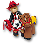 Belly Bear Cowgirl & Horse Figurine