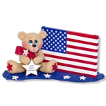 Patriotic Belly Bear with American Flag Figurine