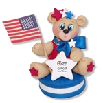 Patriotic Belly Bear on Blue Cookie Figurine
