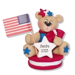 Patriotic Belly Bear on Red Cookie Figurine