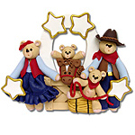 Belly Bear Cowboy<br>Family of 4<br>Personalized Ornament