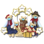 Covid-19 Cowboy Family of 5 with Face Masks Personalized  Pandemic Coronavirus Ornament