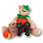 Belly Bear in Pumpkin Suit Personalized Halloween Ornament