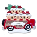 Belly Bear Family of 6 in Woody Wagon RESIN Family Ornament