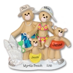 RESIN<br>Beach Belly Bears<br> Family of 4<br>Personalized Ornament