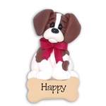 "Happy" Beagle Personalized Dog Christmas Ornament - Handmade Polymer Clay