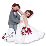 Bride & Groom Handmade Polymer Clay Personalized WEDDING Ornament