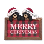Black Bear Couple with "Merry Christmas" Sign Personalized Ornament