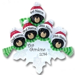 Black Bear Family of 5 on Snowflake Personalized Ornament - RESIN