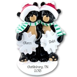 RESIN Black Bear Couple w/Snowflakes Personalized Couples Ornament