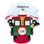 Black Bears in Train<br>Personalized Couples Ornament
