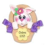 Personalized EASTER BUNNY Ornament Handmade Polymer Clay