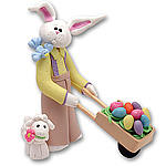 Belly Bunny Boy w/ Wheelbarrow Easter Rabbit Figurine