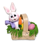 BUNNY in Basket Handmade Polymer Clay  Figurine Easter Decor