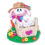 Mama Bunny Rabbit with Baby Bunnies Easter Figurine