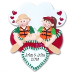 Couple in Canoe Personalized Canoeing CHRISTMAS Ornament - RESIN