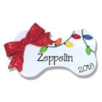 Dog Bone w/Christmas Lights Personalized Dog Ornament