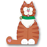 Orange Cat w/Scarf<br>Personalized Cat Ornament