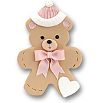 Bear w/Pink Hat & Bow<br>Personalized Baby Ornament