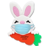 Covid-19 Bunny w/Carrot and Face Mask Personalized Easter Ornament