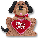 Valentine Dog Handmade Polymer Clay Ornament