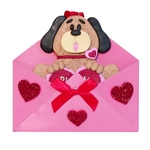 Valentine Dog Handmade Polymer Clay Ornament in Tin Envelope