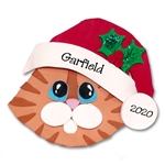 Orange Tabby Cat Face w/White Muzzle Personalized Cat Ornament - Limited Edition