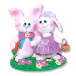 Bunny Rabbit Couple HANDMADE Easter Decor Figurine