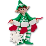 Whaldo Elf w/3 Stockings<br>Personalized Family Elf Ornament