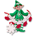 Whaldo Elf w/5 Stockings<br>Personalized Family Ornament