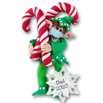 Wheez  the Covid-19 Elf w/ Candy Canes Personalized Elf Ornament - ON SALE!