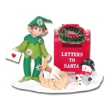 Elliot the Elf with Mailbox and Snowman Figurine
