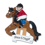 Equestrian Race Horse with Jockey Personalized Christmas Ornament - RESIN