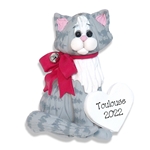 Gray Tabby Kitty Cat Handmade Ornament