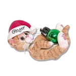Orange Tabby with Santa Hat & Ornament