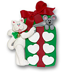 Cat w/Gift Box & 6 Hearts