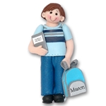 Back To School Boy - Brunette - Personalized Ornament - Limited Edition