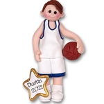 Boy Basketball Player-Male Brunette Handmade Polymer Clay Ornament  in Custom Gift Box