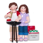 Couple Grilling / Barbeque Personalized Christmas Ornament - RESIN