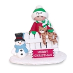 Little kid with Orange Kitty Cat on Fence