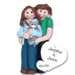 Couple with Kitten Personalized Christmas Ornament in Custom Gift Box