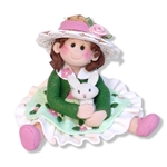 Girl in Easter Best with Rabbit and Straw Hat