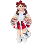 RESIN<br>Red Cheerleader Girl<br>Personalized Ornament