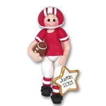 Red Football Player Handmade Polymer Clay Ornament