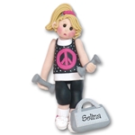 At the Gym Work Out Girl Blonde Personalized Ornament - Limited Edition